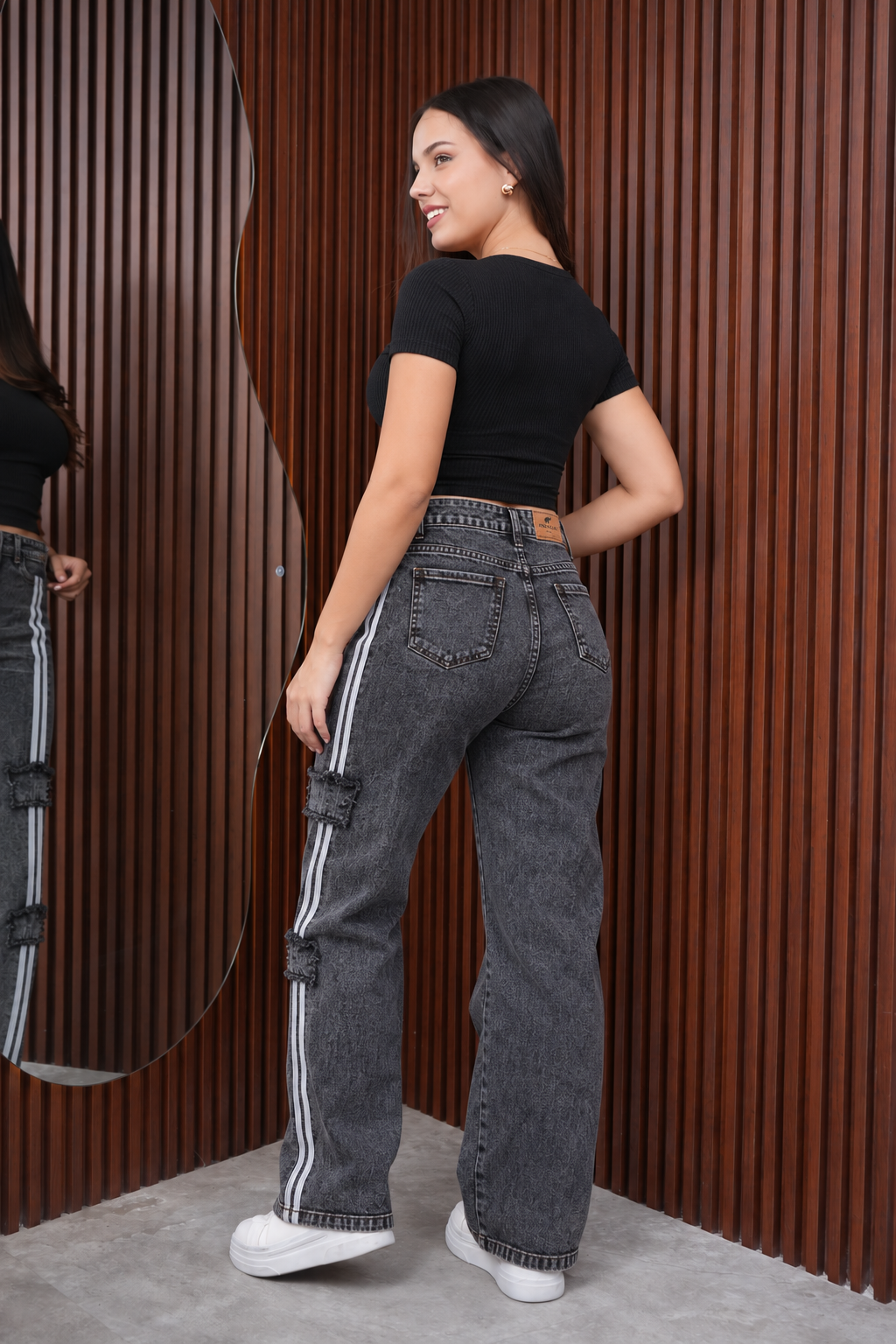 Jean Wide Leg Estrellas y Franjas Laterales