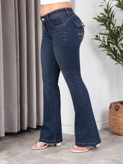 Jean Flare con Bolsillos Bordados Lucía Madera